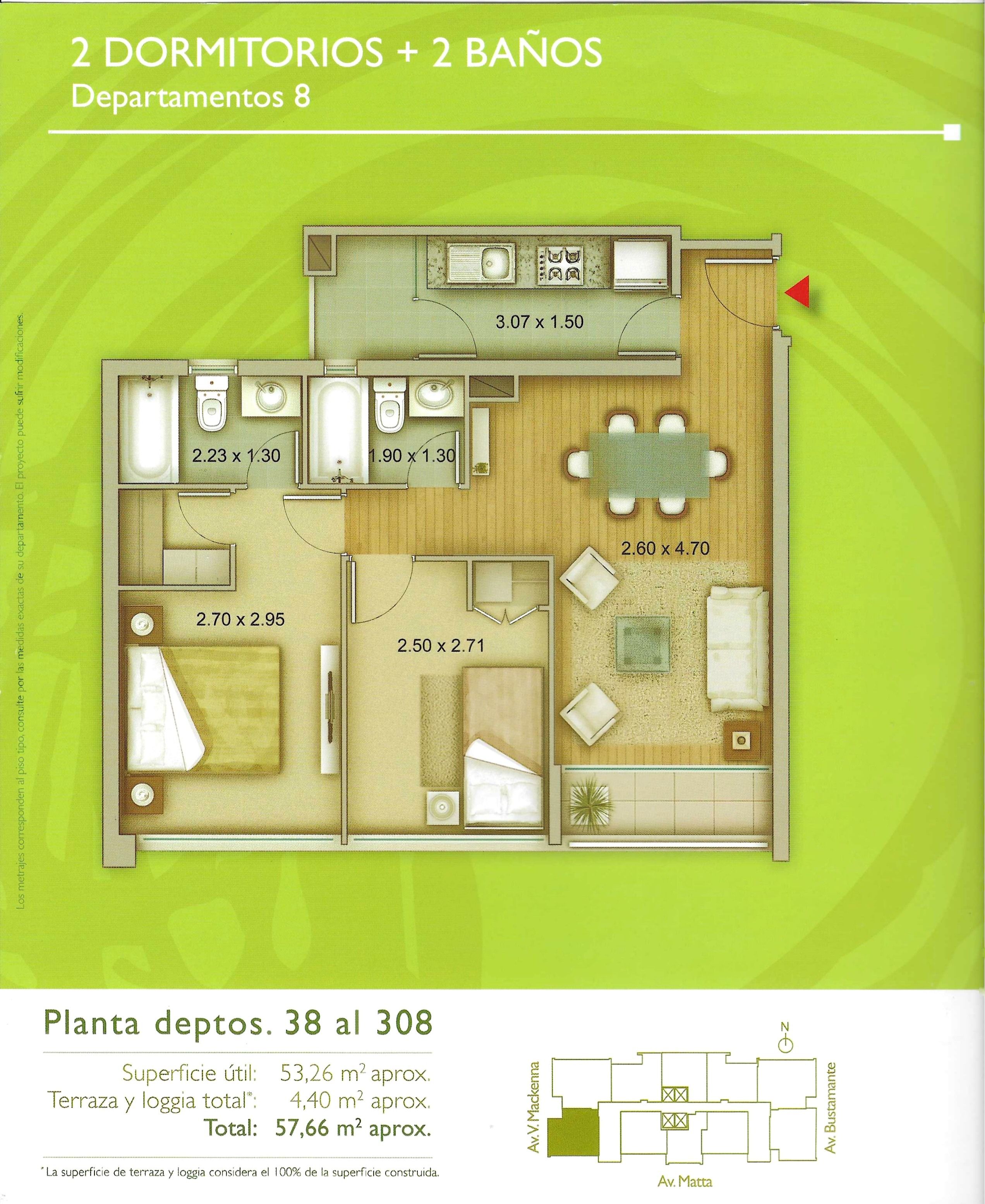 Arriendo depto 2D2B amoblado | Piso 24 | Frente Parque Bustamante | Metro Irarrázaval – Ñuñoa